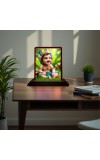 Car Desk/Table Top Little Cute Krishna Wooden Photo Stand 3x4 Inches, Compact & Stylish Spiritual Display For Car, Home & Office (Pack Of 1) (F14450)