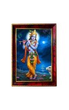 Lord Krishna Photo Frame For Wall & Table | 7x9 Inch Golden Cherry Finish | Decorative Lord Krishna Photo Frame For Home, Office & Pooja Room (F11449)