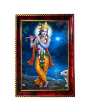 Lord Krishna Photo Frame For Wall & Table | 7x9 Inch Golden Cherry Finish | Decorative Lord Krishna Photo Frame For Home, Office & Pooja Room (F11449)
