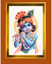Golden Photo Frame - 10x14 Inches | Elegant Wooden Frame For Home, Office & Temple Decoration | Spiritual Wall & Table Decor and Gift Item