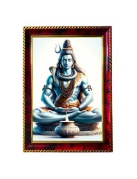 Lord Shiva Photo Frame For Wall & Table | 7x9 Inch Golden Cherry Finish | Decorative Lord Shiva Photo Frame For Home, Office & Pooja Room (F11315)
