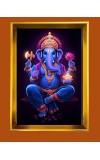 Lord Ganesha Golden Photo Frame - 10x14 Inches | Elegant Wooden Frame For Home, Office & Temple Decoration | Spiritual Wall & Table Decor and Gift Item
