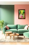 Radha Krishna Photo Frame For Wall & Table | 7x9 Inch Golden Cherry Finish | Decorative Radha Krishna Photo Frame For Home, Office & Pooja Room (F11592)