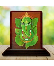 Car Desk/Table Top Lord Ganesha Wooden Photo Stand 3x4 Inches, Compact & Stylish Spiritual Display For Car, Home & Office (Pack Of 1) (F14645)