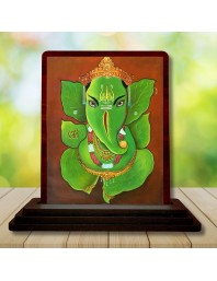 Car Desk/Table Top Lord Ganesha Wooden Photo Stand 3x4 Inches, Compact & Stylish Spiritual Display For Car, Home & Office (Pack Of 1) (F14645)