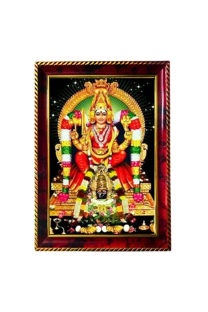 Goddess Angalamman (Angala Parameswari) Photo Frame For Wall & Table | 7x9 Inch Golden Cherry Finish | Decorative Goddess Angalamman (Angala Parameswari) Photo Frame For Home, Office & Pooja Room (F