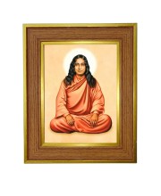 Paramhansa Yogananda Photo Frame 10x14 Inches-Brown Wooden Frame For Home, Office & Temple Decoration And Gifting (F6389)