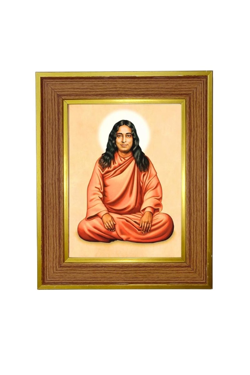 Paramhansa Yogananda Photo Frame 10x14 Inches-Brown Wooden Frame For Home, Office & Temple Decoration And Gifting (F6389)