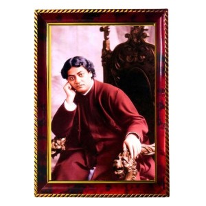 Guru Vivekananda Photo Frame For Wall & Table | 7x9 Inch Golden Cherry Finish | Decorative Guru Vivekananda Photo Frame For Home, Office & Pooja Room (F11314)