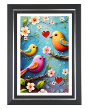 Colorful Birds On A Branch Photo Wall & Table Frame | 10x14 Inch Black Designer | Perfect For Gifting & Home Decor (F9655)