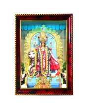 Ma Jagaddathri Photo Frame For Wall & Table | 7x9 Inch Golden Cherry Finish | Decorative Ma Jagaddathri Photo Frame For Home, Office & Pooja Room (F11483)