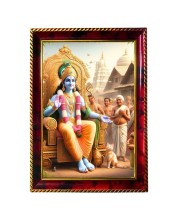 Lord Krishna Photo Frame For Wall & Table | 7x9 Inch Golden Cherry Finish | Decorative Lord Krishna Photo Frame For Home, Office & Pooja Room (F11440)