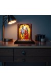 Car Desk/Table Top Radha Krishna Wooden Photo Stand 3x4 Inches, Compact & Stylish Spiritual Display For Car, Home & Office (Pack Of 1) (F14192)