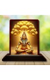Car Desk/Table Top Lord Shiva Wooden Photo Stand 3x4 Inches, Compact & Stylish Spiritual Display For Car, Home & Office (Pack Of 1) (F14254)