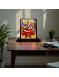 Car Desk/Table Top Lord Shankar Wooden Photo Stand 3x4 Inches, Compact & Stylish Spiritual Display For Car, Home & Office (Pack Of 1) (F15064)