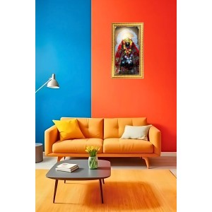 Tulja Bhavani Digital Golden Color Photo Frame | Hindu Religious Wall Decor | 12x19 Inches - Inspirational Wall Art For Office, Home Decor - Ideal Spiritual Gift (F10350)