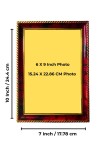 Rama Sita Hanuman Photo Frame For Wall & Table | 7x9 Inch Golden Cherry Finish | Decorative Rama Sita Hanuman Photo Frame For Home, Office & Pooja Room (F11843)