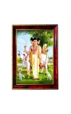 Sri Dattatreya Photo Frame For Wall & Table | 7x9 Inch Golden Cherry Finish | Decorative Sri Dattatreya Photo Frame For Home, Office & Pooja Room (F11455)