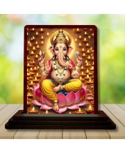 Car Desk/Table Top Lord Ganesha Wooden Photo Stand â€“ 3x4 Inches, Compact & Stylish Spiritual Display For Car, Home & Office (Pack Of 1) (F15161)