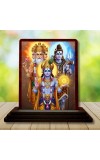 Car Desk/Table Top Lord Vishnu Shankar Bramha Wooden Photo Stand â€“ 3x4 Inches, Compact & Stylish Spiritual Display For Car, Home & Office (Pack Of 1) (F15142)