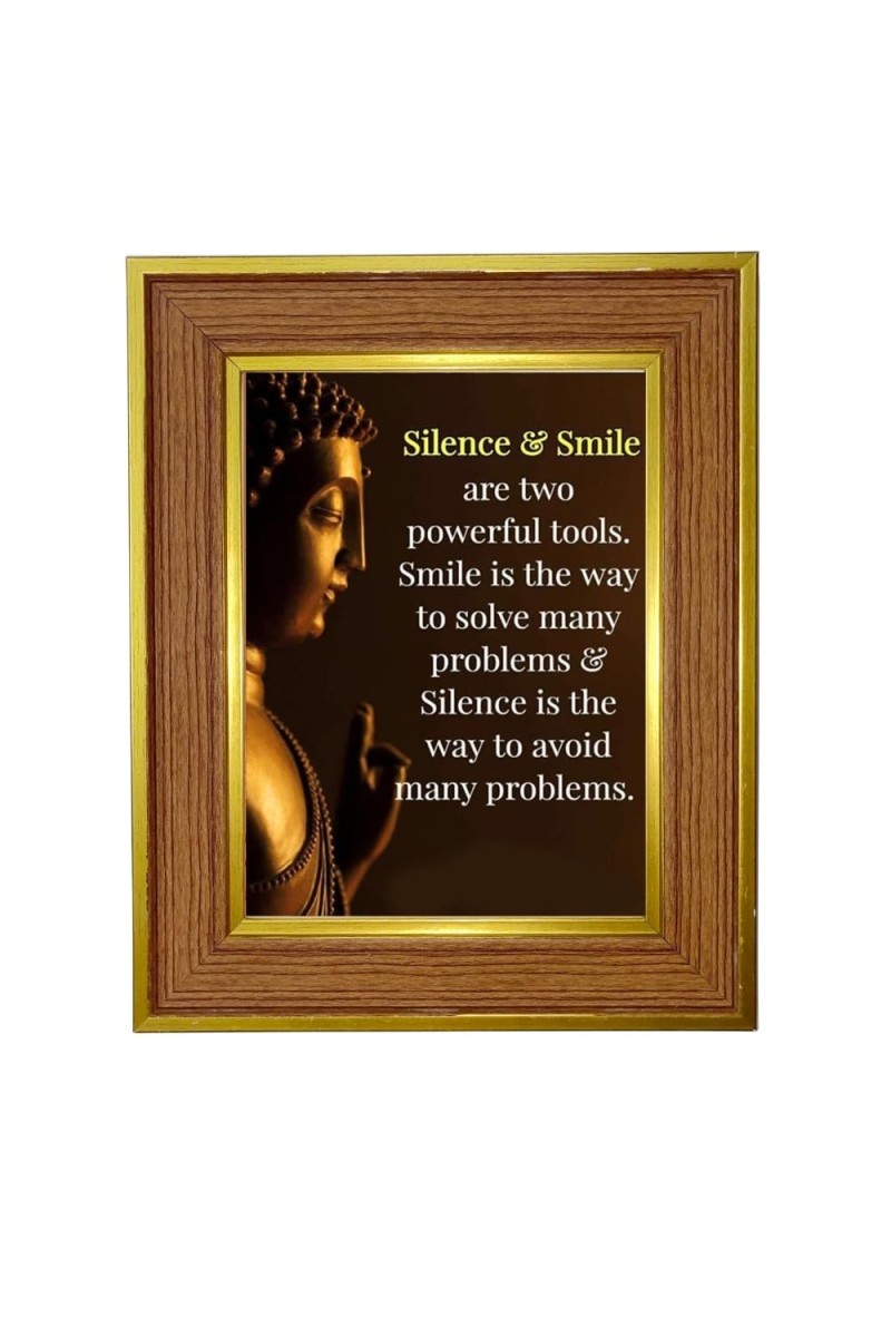 Lord Buddha Photo Frame 16x20 Inches-Brown Wooden Frame For Home, Office & Temple Decoration And Gifting (F6308)