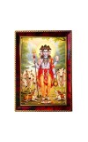 Lord Dattatreya Photo Frame For Wall & Table | 7x9 Inch Golden Cherry Finish | Decorative Lord Dattatreya Photo Frame For Home, Office & Pooja Room (F11683)