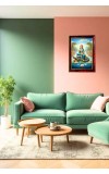 Maa Ganga Photo Frame For Wall & Table | 7x9 Inch Golden Cherry Finish | Decorative Maa Ganga Photo Frame For Home, Office & Pooja Room (F11340)