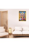 Lord Brahma, Vishnu, Shiva Golden Photo Frame - 10x14 Inches | Elegant Wooden Frame For Home, Office & Temple Decoration | Spiritual Wall & Table Decor and Gift Item
