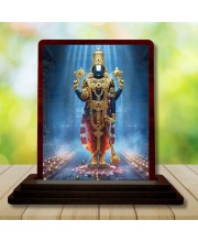 Car Desk/Table Top Lord Balaji Wooden Photo Stand 3x4 Inches, Compact & Stylish Spiritual Display For Car, Home & Office (Pack Of 1) (F14356)