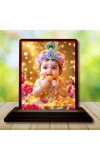 Car Desk/Table Top Bal Krishna Wooden Photo Stand â€“ 3x4 Inches, Compact & Stylish Spiritual Display For Car, Home & Office (Pack Of 1) (F14973)