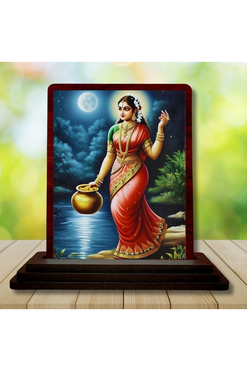 Car Desk/Table Top Radha Wooden Photo Stand â€“ 3x4 Inches, Compact & Stylish Spiritual Display For Car, Home & Office (Pack Of 1) (F15133)