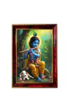 Lord Sri Krishna Photo Frame For Wall & Table | 7x9 Inch Golden Cherry Finish | Decorative Lord Sri Krishna Photo Frame For Home, Office & Pooja Room (F11366)