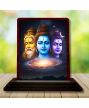 Car Desk/Table Top Lord Shiva Wooden Photo Stand â€“ 3x4 Inches, Compact & Stylish Spiritual Display For Car, Home & Office (Pack Of 1) (F15081)