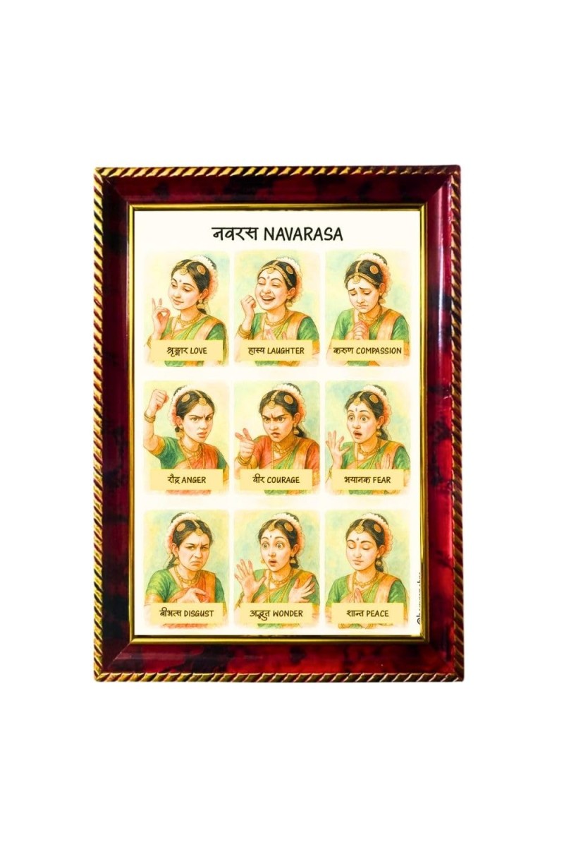 Navarasaa Photo Frame For Wall & Table | 7x9 Inch Golden Cherry Finish | Decorative Navarasaa Photo Frame For Home, Office & Pooja Room (F11771)
