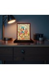 Car Desk/Table Top Radha Krishna Wooden Photo Stand 3x4 Inches, Compact & Stylish Spiritual Display For Car, Home & Office (Pack Of 1) (F14221)