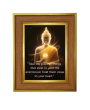 Lord Buddha Photo Frame 16x20 Inches-Brown Wooden Frame For Home, Office & Temple Decoration And Gifting (F6306)