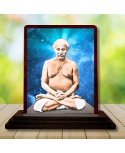 Car Desk/Table Top Lahiri Mahasaya Wooden Photo Stand 3x4 Inches, Compact & Stylish Spiritual Display For Car, Home & Office (Pack Of 1) (F14433)