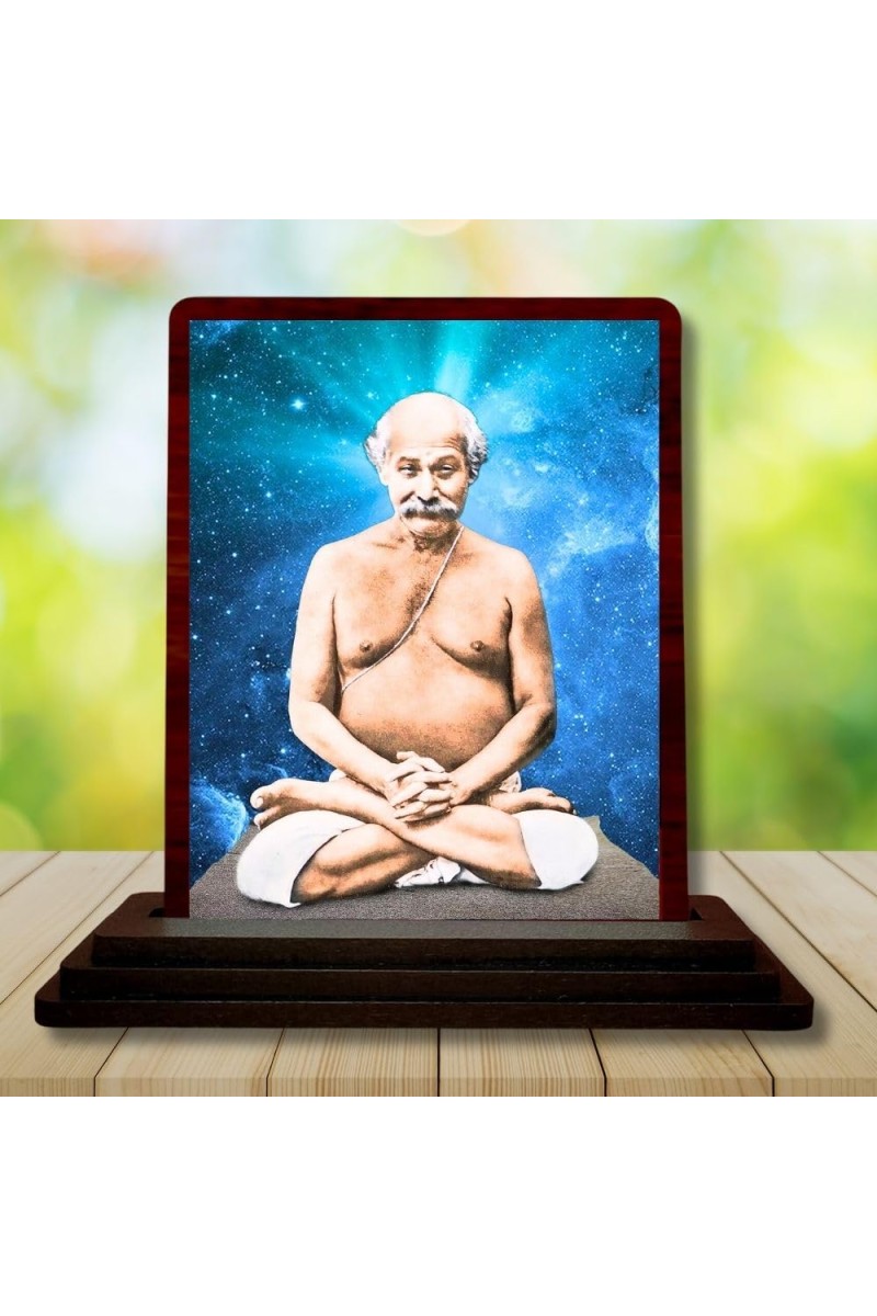 Car Desk/Table Top Lahiri Mahasaya Wooden Photo Stand 3x4 Inches, Compact & Stylish Spiritual Display For Car, Home & Office (Pack Of 1) (F14433)