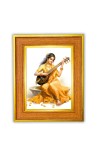Goddess Saraswati Photo Frame 10x14 Inches-Brown Wooden Frame For Home, Office & Temple Decoration And Gifting (F6483)