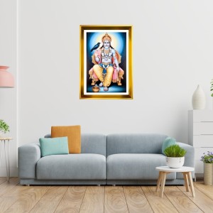 Lord Shani Golden Photo Frame - 10x14 Inches | Elegant Wooden Frame For Home, Office & Temple Decoration | Spiritual Wall & Table Decor and Gift Item