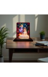 Car Desk/Table Top Radha Krishna Wooden Photo Stand 3x4 Inches, Compact & Stylish Spiritual Display For Car, Home & Office (Pack Of 1) (F14389)