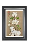 Cow And Lotus Flowers Photo Wall & Table Frame | 10x14 Inch Black Designer | Perfect For Gifting & Home Decor (F9605)