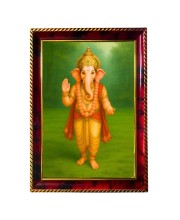 Lord Ganesha Photo Frame For Wall & Table | 7x9 Inch Golden Cherry Finish | Decorative Lord Ganesha Photo Frame For Home, Office & Pooja Room (F11677)