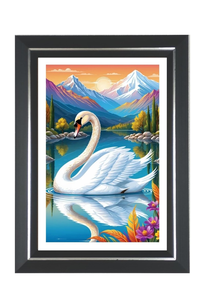 Swan Photo Wall & Table Frame | 18x22 Inch Black Designer | Perfect For Gifting & Home Decor (F9626)