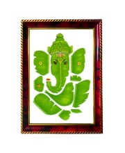 Leaf Ganesha Photo Frame For Wall & Table | 7x9 Inch Golden Cherry Finish | Decorative Leaf Ganesha Photo Frame For Home, Office & Pooja Room (F11348)