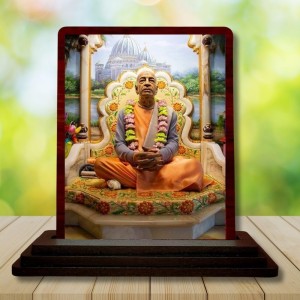 Car Desk/Table Top Bhaktivedanta Swami Prabhupada Wooden Photo Stand 3x4 Inches, Compact & Stylish Spiritual Display For Car, Home & Office (Pack Of 1) (F14652)