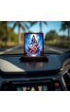 Car Desk/Table Top Lord Shiva And Parvathi And Ganesha Wooden Photo Stand 3x4 Inches, Compact & Stylish Spiritual Display For Car, Home & Office (Pack Of 1) (F14614)