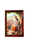Lord Krishna With Devotees Photo Frame For Wall & Table | 7x9 Inch Golden Cherry Finish | Decorative Lord Krishna With Devotees Photo Frame For Home, Office & Pooja Room (F11469)