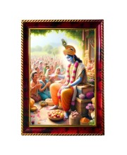 Lord Krishna With Devotees Photo Frame For Wall & Table | 7x9 Inch Golden Cherry Finish | Decorative Lord Krishna With Devotees Photo Frame For Home, Office & Pooja Room (F11469)