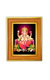 Lord Ganesha Photo Frame 10x14 Inches-Brown Wooden Frame For Home, Office & Temple Decoration And Gifting (F6469)